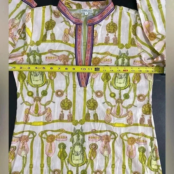 Debbie Katz Western Equestrian Print Embroidered Tunic Dress Coastal Cowgirl - Picture 7 of 9